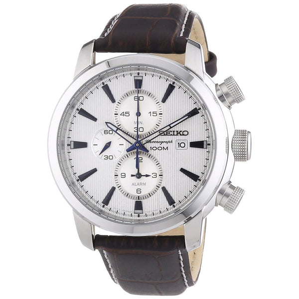 Seiko Men's SNAF51 Chronograph Chronograph Black Leather Watch