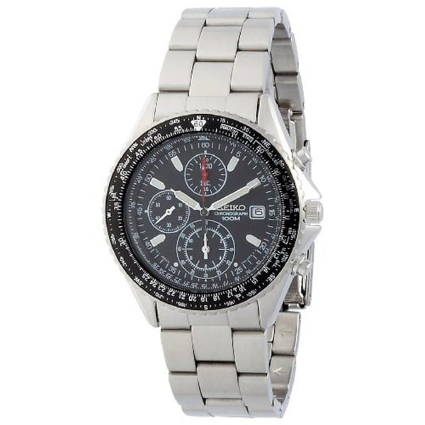 Seiko Men's SND191 Pilot Chronograph Stainless Steel Watch
