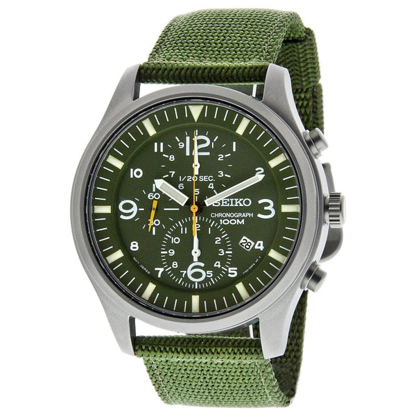 Seiko Men's SNDA27 Chronograph Green Nylon Watch