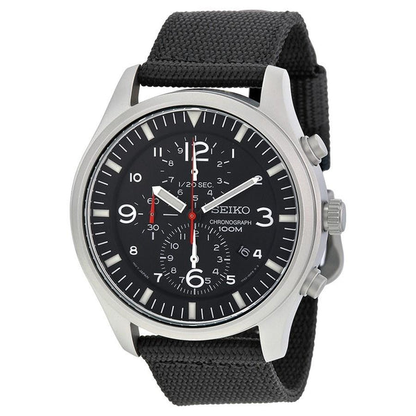 Seiko Men's SNDA57 Criteria Chronograph Black Nylon Watch