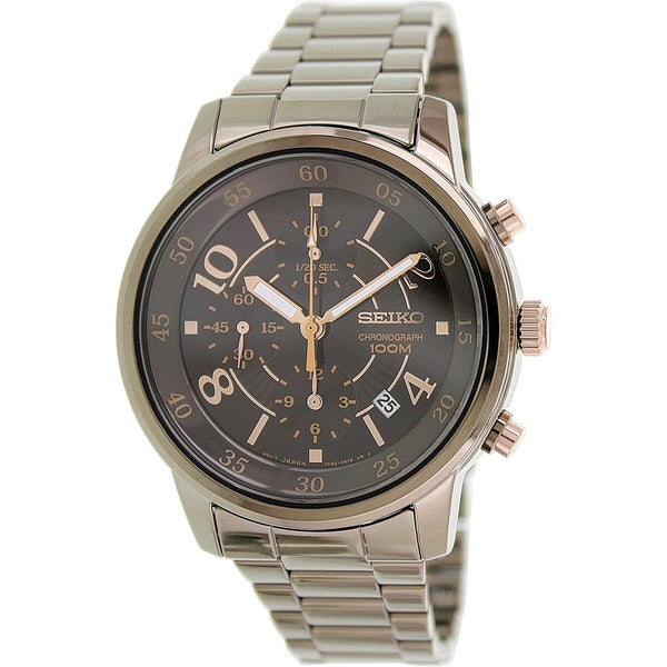 Seiko Men's SNDW83 Classic Chronograph Black Stainless Steel Watch