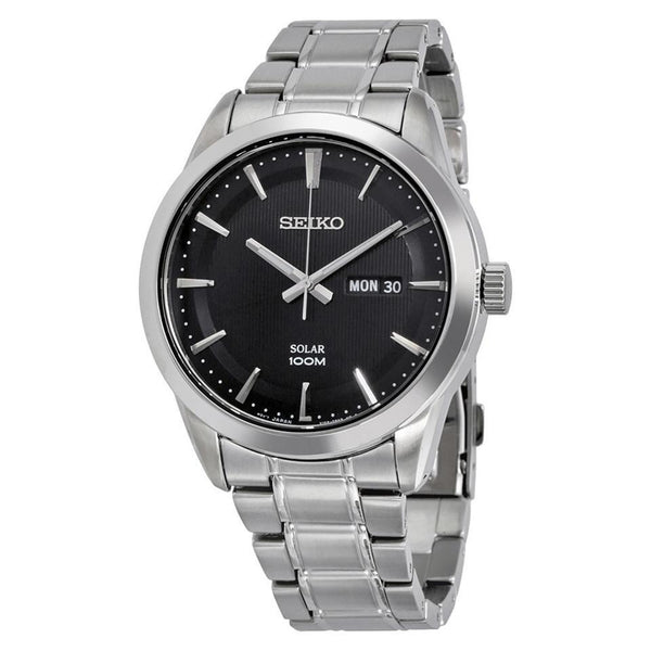 Seiko Men's SNE363 Solar Black Leather Watch