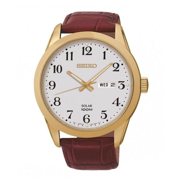 Seiko Men's SNE372 Solar Brown Leather Watch