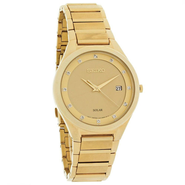 Seiko Men's SNE384 Solar Gold-Tone Stainless Steel Watch