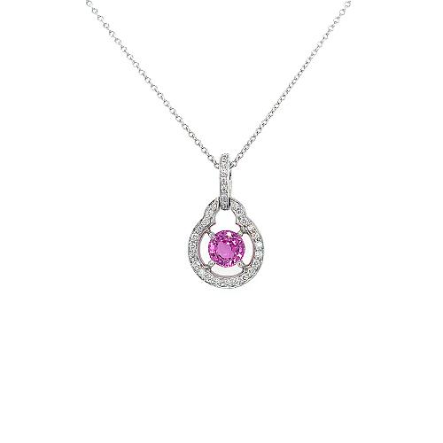 Gumuchian Pink Sapphire Diamond Pendant and Chain