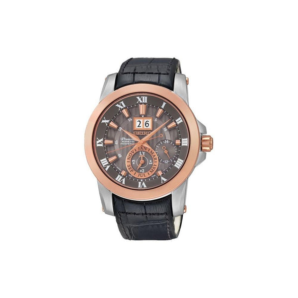 Seiko Men's SNP114P2 Premier Black Leather Watch