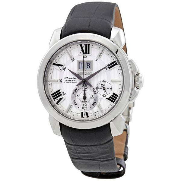 Seiko Men's SNP143 Premier Black Leather Watch