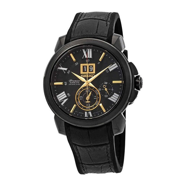 Seiko Men's SNP145 Premier Black Leather Watch