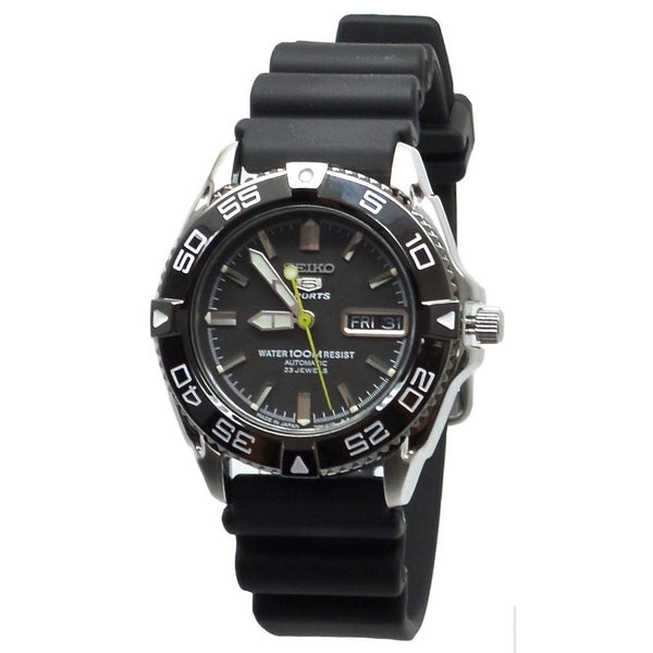 Seiko Men's SNZB23J2 Series 5 Black Rubber Watch