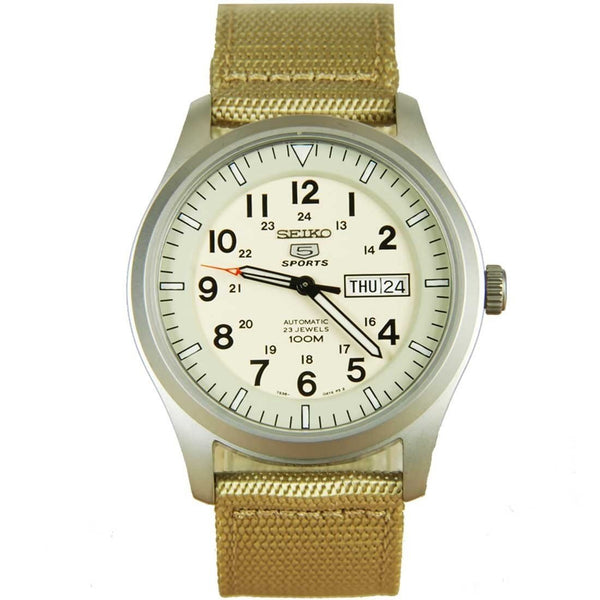 Seiko Men's SNZG07 Series 5 Beige Canvas Watch