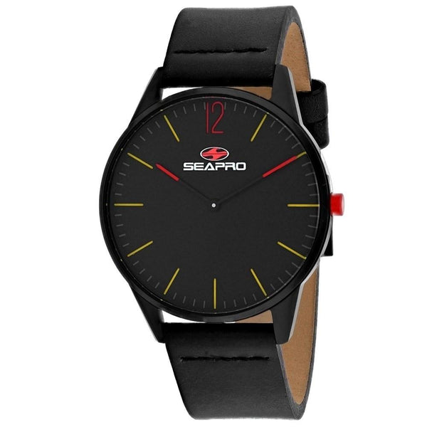 Seapro Men's SP0100 Black Hole Black Leather Watch