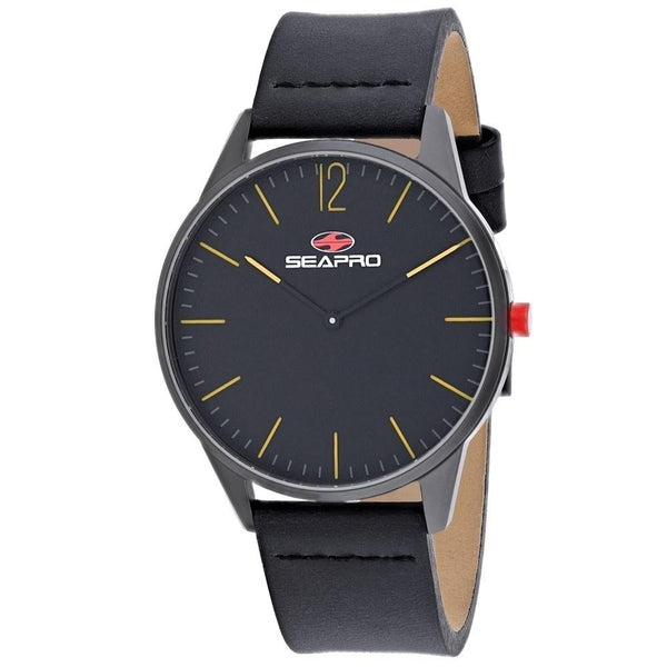 Seapro Men's SP0102 Black Hole Black Leather Watch