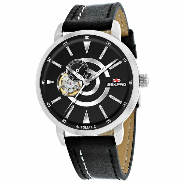 Seapro Men's SP0140 Elliptic Chronograph Black Leather Watch