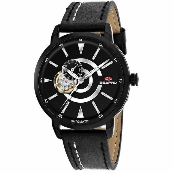 Seapro Men's SP0142 Elliptic Chronograph Black Leather Watch