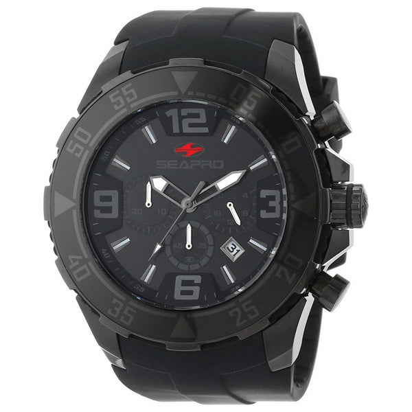 Seapro Men's SP1122 Diver Chronograph Black Silicone Watch