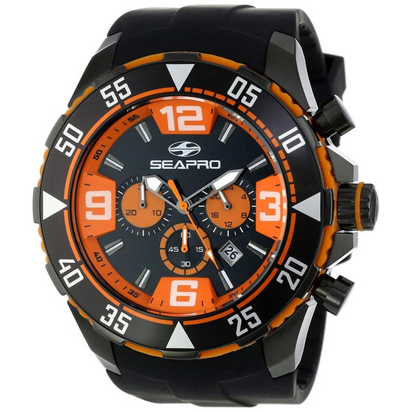 Seapro Men's SP1123 Diver Chronograph Black Silicone Watch
