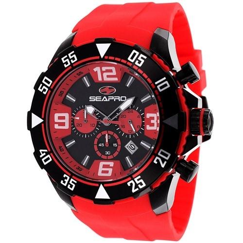 Seapro Men's SP1127 Diver Chronograph Red Silicone Watch