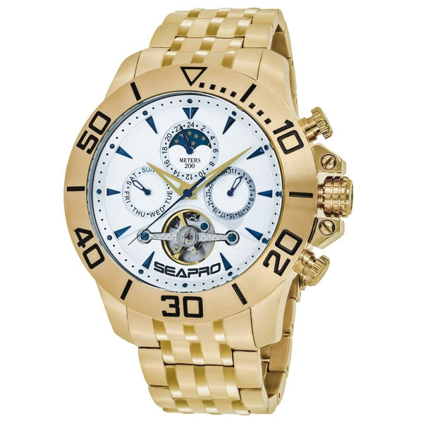 Seapro Men's SP5134 Montecillo Chronograph,Moonphase at 12 o'clock position Gold-Tone Stainless Steel Watch