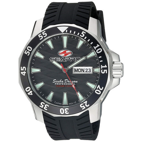 Seapro Men's SP8310 Scuba Dragon Diver Limited Edition 1000 Meters Black Silicone Watch