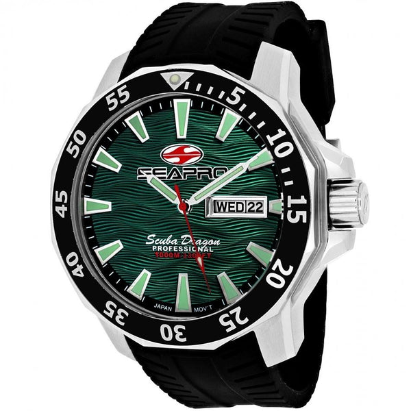 Seapro Men's SP8318 Scuba Dragon Diver Limited Edition 1000 Meters Black Silicone Watch