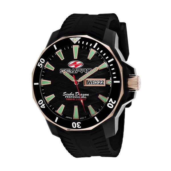 Seapro Men's SP8320 Scuba Dragon Diver Limited Edition 1000 Meters Black Silicone Watch