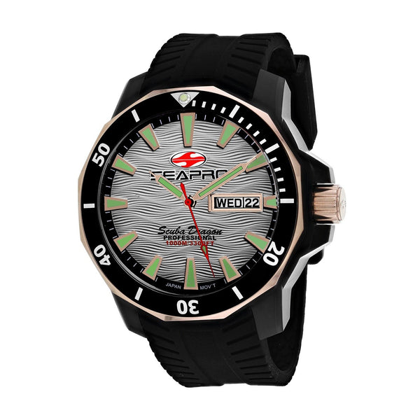 Seapro Men's SP8321 Scuba Dragon Diver Limited Edition 1000 Meters Black Silicone Watch