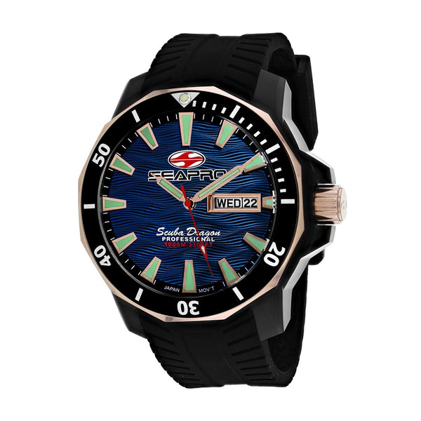 Seapro Men's SP8322 Scuba Dragon Diver Limited Edition 1000 Meters Black Silicone Watch