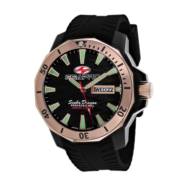 Seapro Men's SP8323 Scuba Dragon Diver Limited Edition 1000 Meters Black Silicone Watch