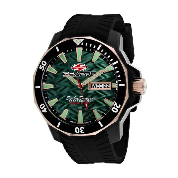 Seapro Men's SP8324 Scuba Dragon Diver Limited Edition 1000 Meters Black Silicone Watch