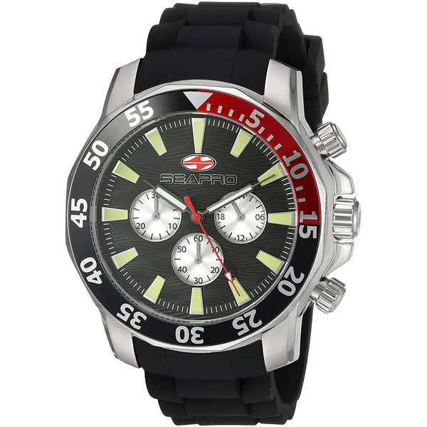 Seapro Men's SP8332 Scuba Explorer Chronograph Black Silicone Watch