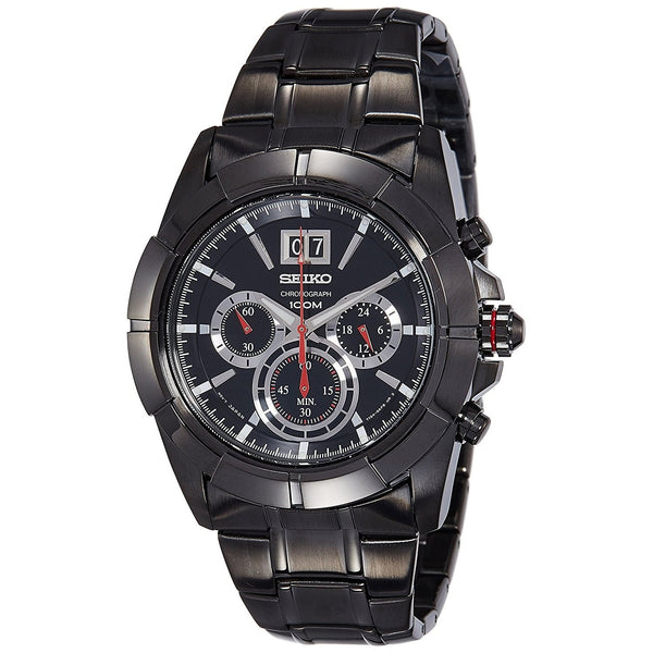 Seiko Men's SPC103 Chronograph Black Stainless Steel Watch