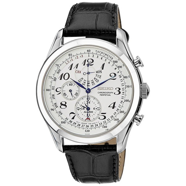 Seiko Men's SPC131 Neo Chronograph Black Leather Watch