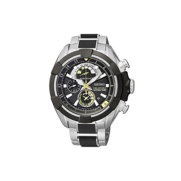 Seiko Men's SPC147 Velatura Chronograph Two-Tone Stainless Steel and Black Polyurethane Watch