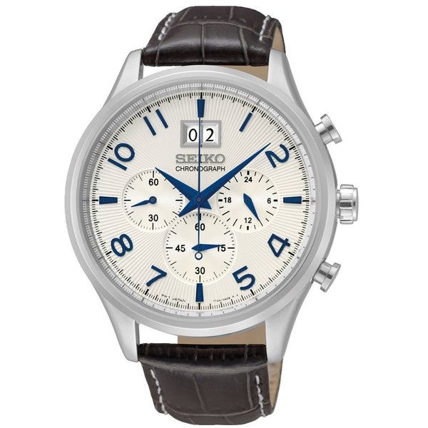 Seiko Men's SPC155 Chronograph Brown Leather Watch