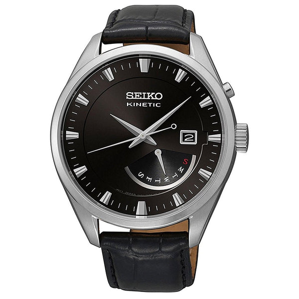 Seiko Men's SRN045P2 Kinetic Black Leather Watch