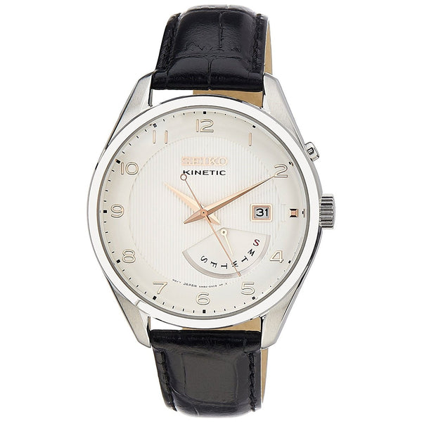 Seiko Men's SRN049 Kinetic Black Leather Watch