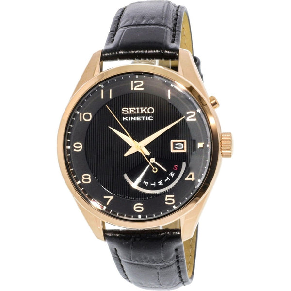 Seiko Men's SRN054 Kinetic Black Leather Watch