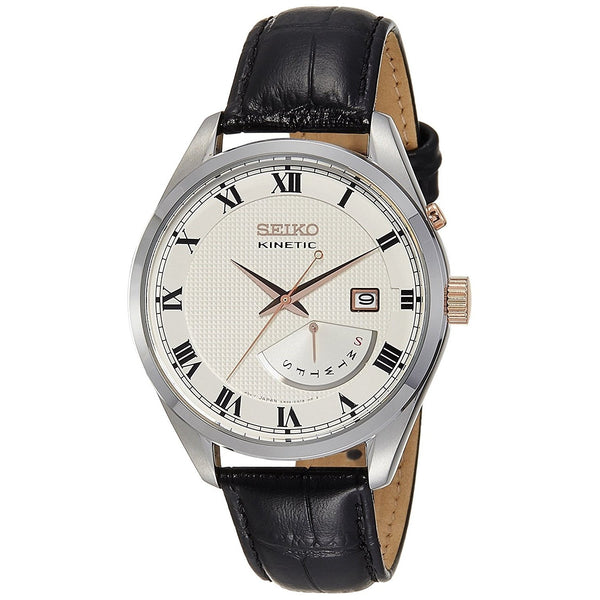 Seiko Men's SRN073 Kinetic Black Leather Watch