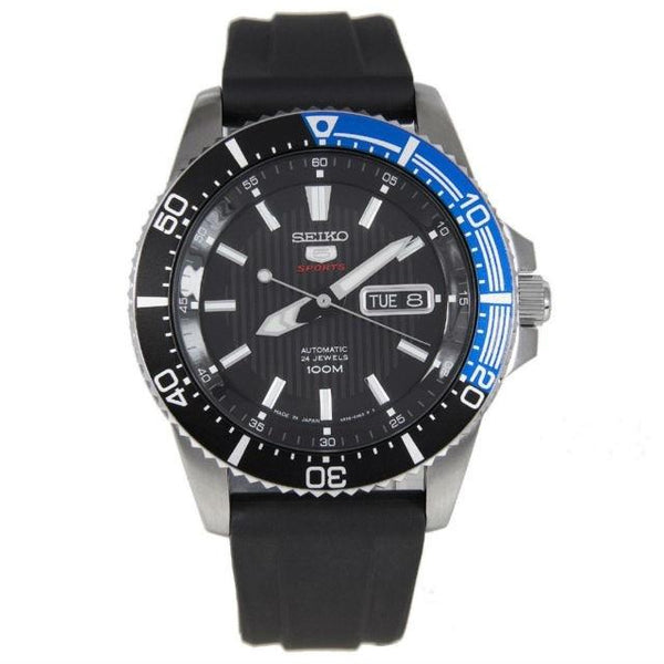 Seiko Men's SRP555J1 Series 5 Black Rubber Watch