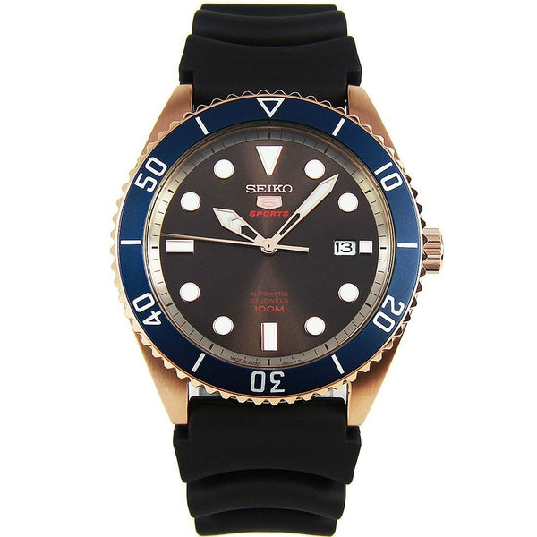 Seiko Men's SRPB96 Series 5 Black Rubber Watch