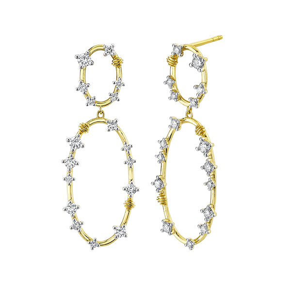 Sloane Street 18k Yellow Gold Confetti Double Open Oval Drop Earring with Diamonds- SS-E021K-WDCB-Y