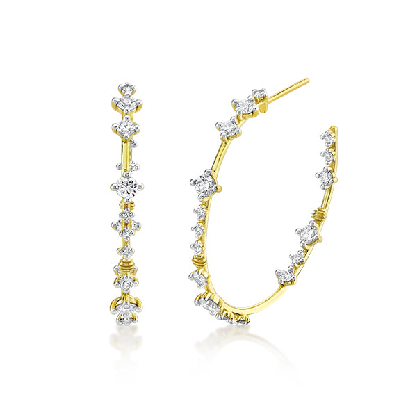Sloane Street 18k Yellow Gold Confetti Scattered Diamond 35mm Hoop Earrings - SS-H002K-WDCB-Y