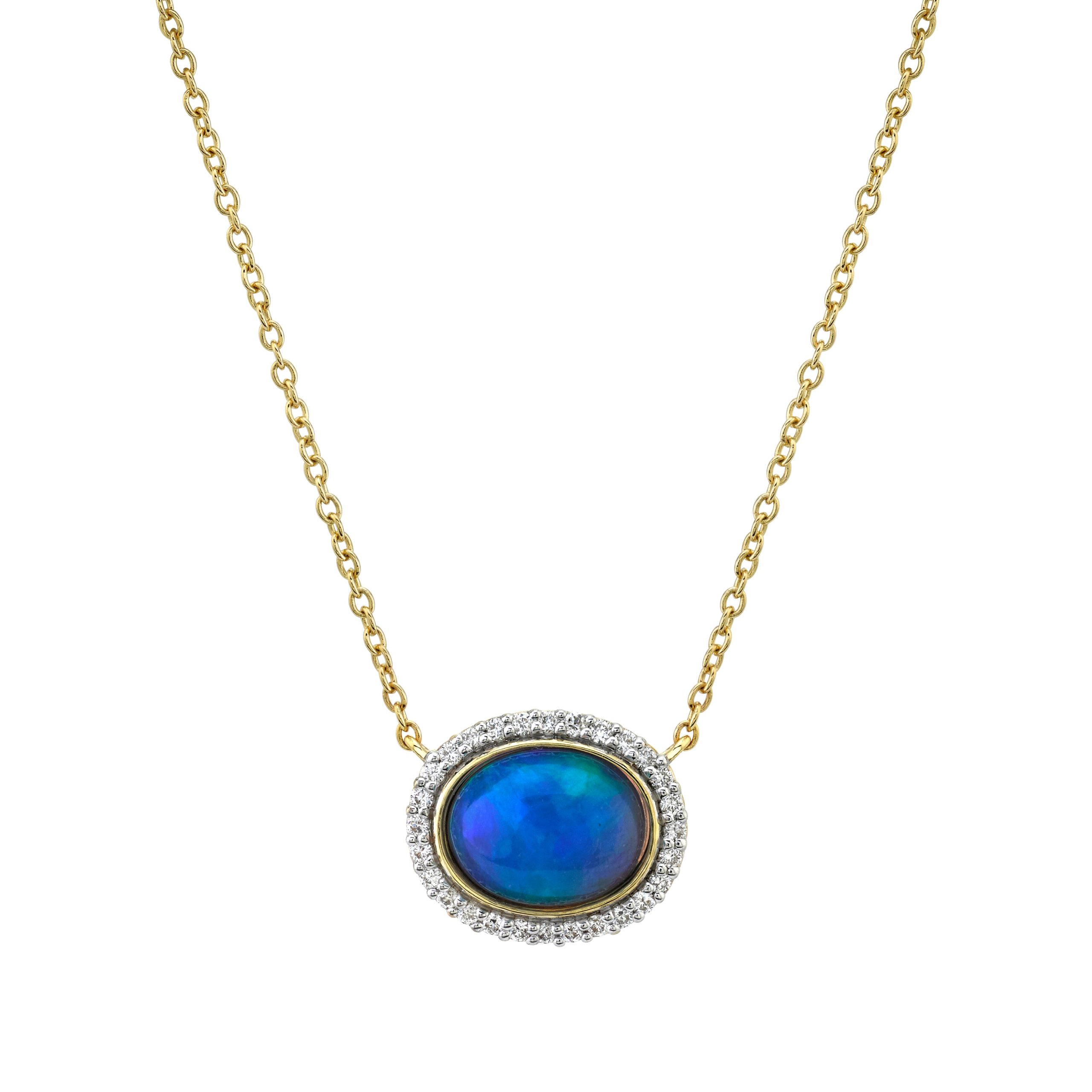 Sloane Street 18k Yellow Gold Ethiopian Opal & Diamond Necklace- SS-P012G-EO-WDCB-Y