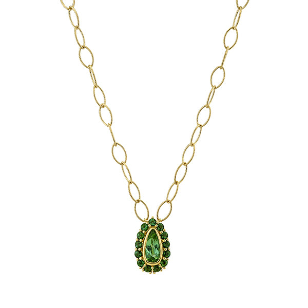 Sloane Street 18k Yellow Gold Pear Tsavorite Pendant Necklace - SS-P069T-TS-GT-Y-18-16
