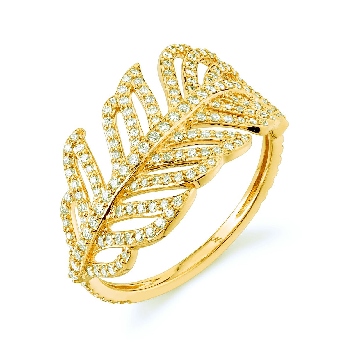 Sloane Street 18k Yellow Gold & Diamond Feather Ring- SS-R176T-WD-Y