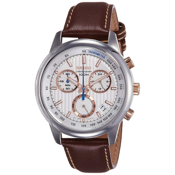 Seiko Men's SSB211 Chronograph Chronograph Brown Leather Watch