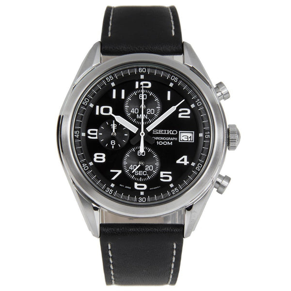 Seiko Men's SSB271 Chronograph Black Leather Watch