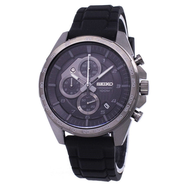 Seiko Men's SSB327 Motorsport  Chronograph Black Silicone Watch