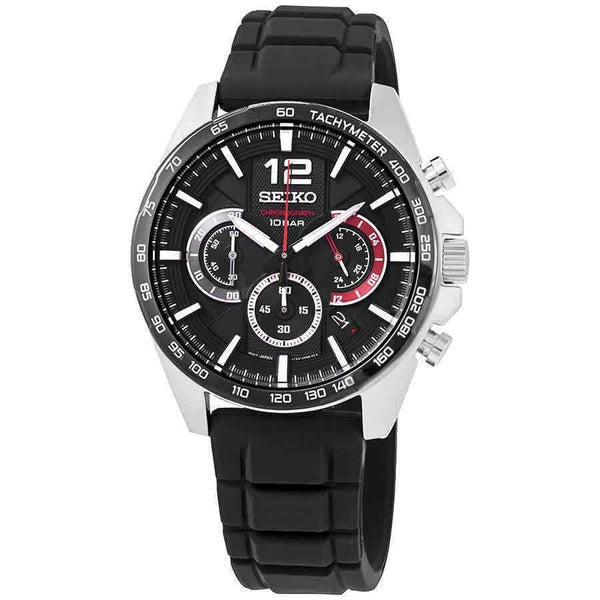 Seiko Men's SSB347 Sports Chronograph Black Silicone Watch