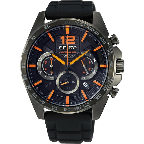 Seiko Men's SSB351 Neo Sports Chronograph Black Silicone Watch